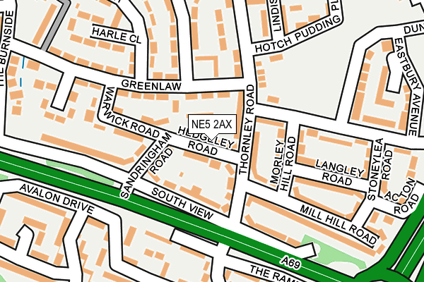 NE5 2AX map - OS OpenMap – Local (Ordnance Survey)