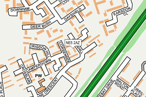 NE5 2AZ map - OS OpenMap – Local (Ordnance Survey)