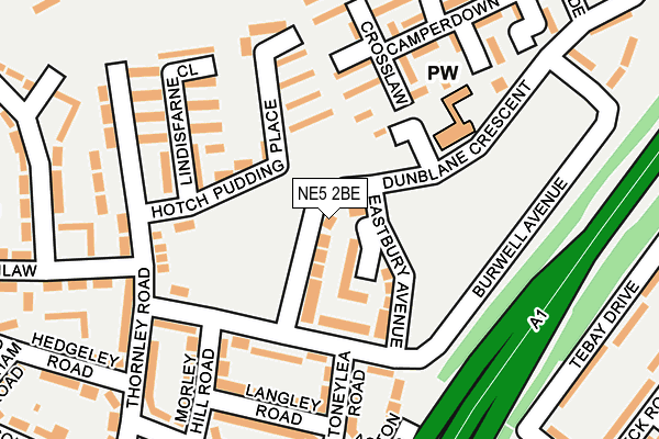NE5 2BE map - OS OpenMap – Local (Ordnance Survey)