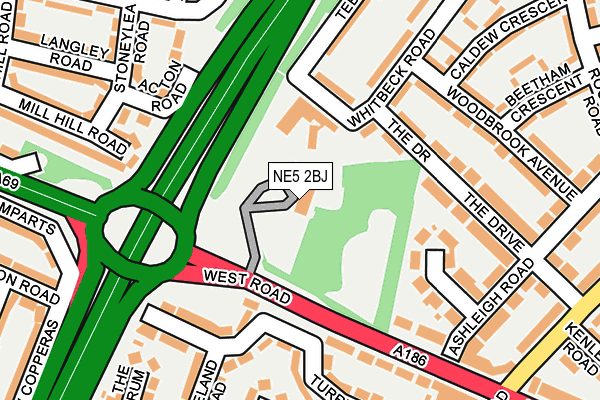 NE5 2BJ map - OS OpenMap – Local (Ordnance Survey)