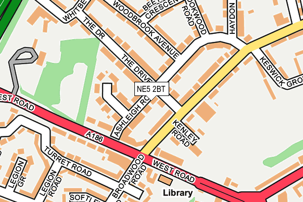 NE5 2BT map - OS OpenMap – Local (Ordnance Survey)