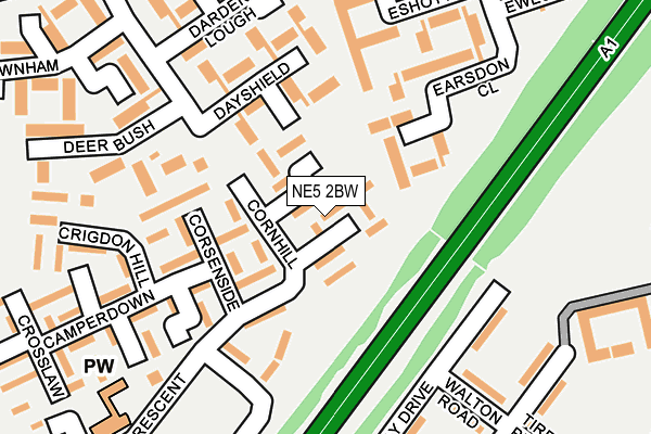 NE5 2BW map - OS OpenMap – Local (Ordnance Survey)