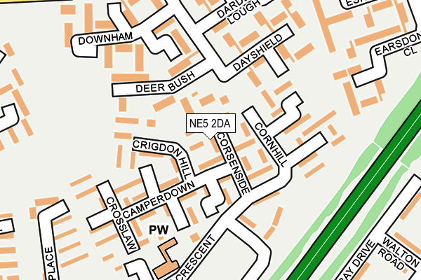 NE5 2DA map - OS OpenMap – Local (Ordnance Survey)