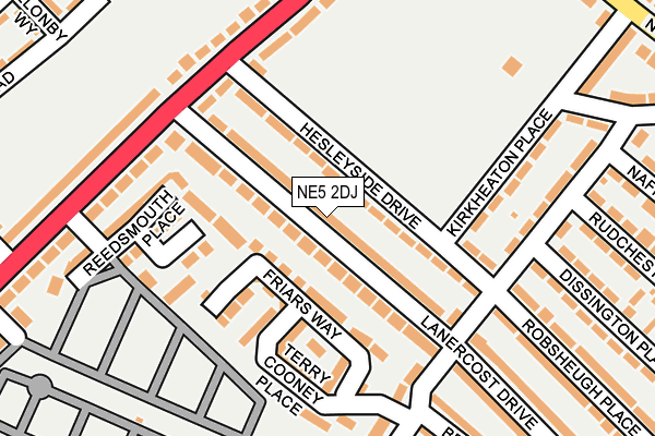 NE5 2DJ map - OS OpenMap – Local (Ordnance Survey)