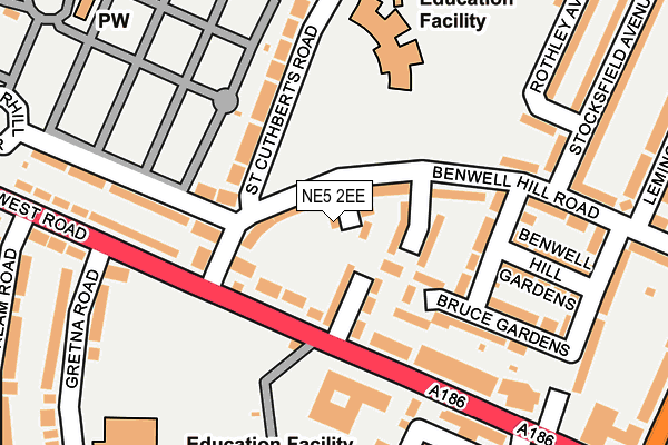 NE5 2EE map - OS OpenMap – Local (Ordnance Survey)