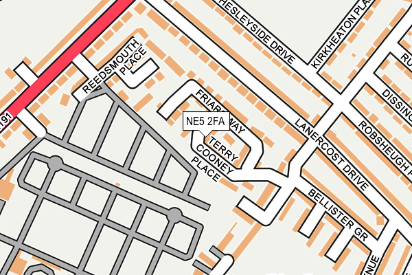 NE5 2FA map - OS OpenMap – Local (Ordnance Survey)