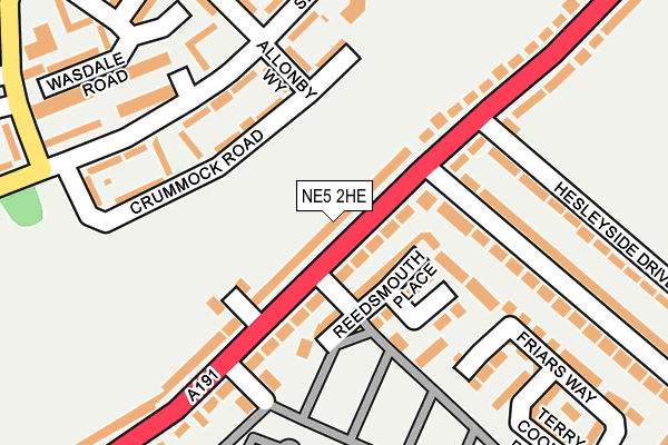 NE5 2HE map - OS OpenMap – Local (Ordnance Survey)