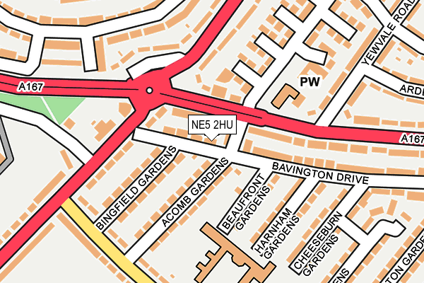 NE5 2HU map - OS OpenMap – Local (Ordnance Survey)