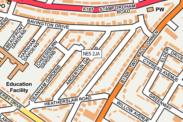 NE5 2JA map - OS OpenMap – Local (Ordnance Survey)