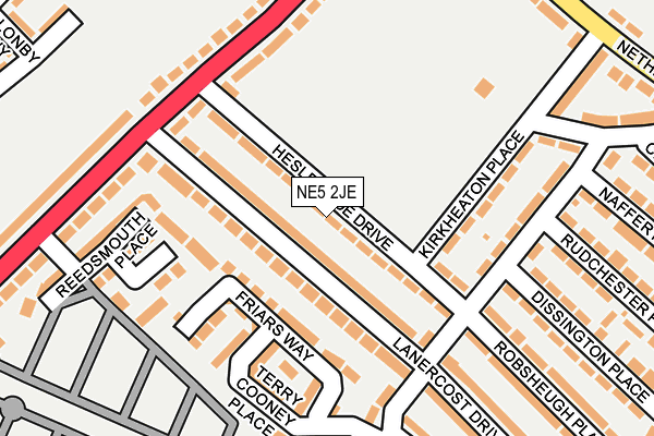 NE5 2JE map - OS OpenMap – Local (Ordnance Survey)