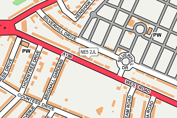 NE5 2JL map - OS OpenMap – Local (Ordnance Survey)