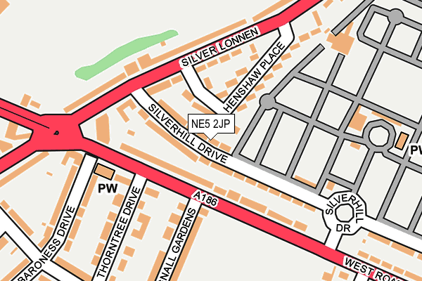 NE5 2JP map - OS OpenMap – Local (Ordnance Survey)