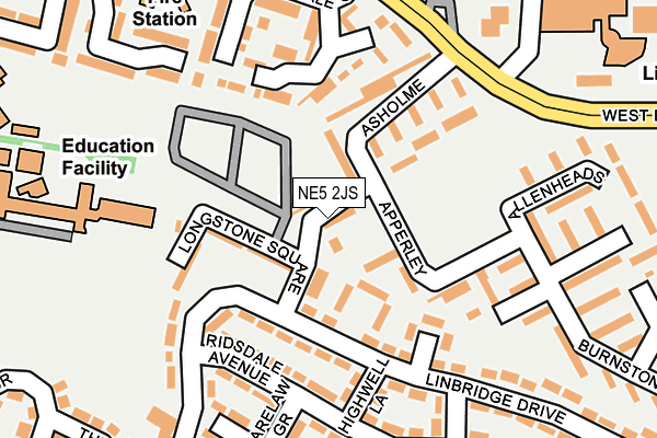 NE5 2JS map - OS OpenMap – Local (Ordnance Survey)