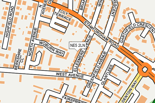 NE5 2LN map - OS OpenMap – Local (Ordnance Survey)