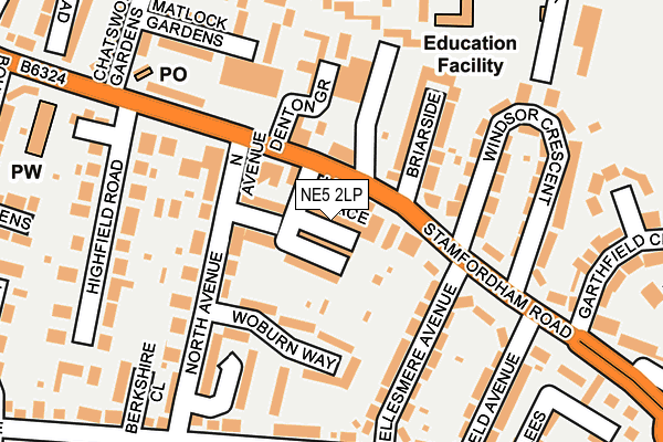 NE5 2LP map - OS OpenMap – Local (Ordnance Survey)