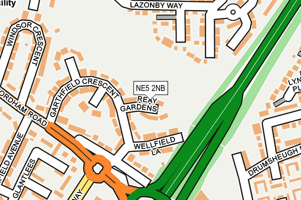 NE5 2NB map - OS OpenMap – Local (Ordnance Survey)