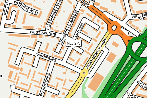 NE5 2PJ map - OS OpenMap – Local (Ordnance Survey)