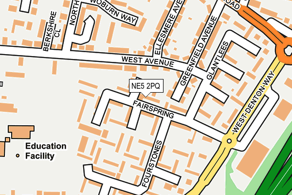 NE5 2PQ map - OS OpenMap – Local (Ordnance Survey)