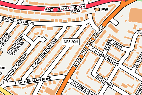 NE5 2QH map - OS OpenMap – Local (Ordnance Survey)