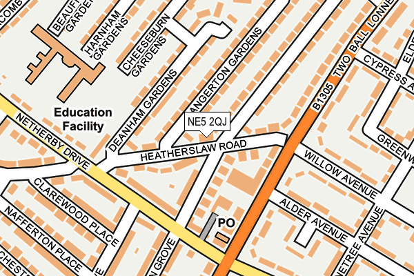 NE5 2QJ map - OS OpenMap – Local (Ordnance Survey)