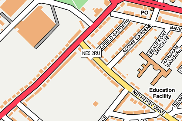 NE5 2RU map - OS OpenMap – Local (Ordnance Survey)
