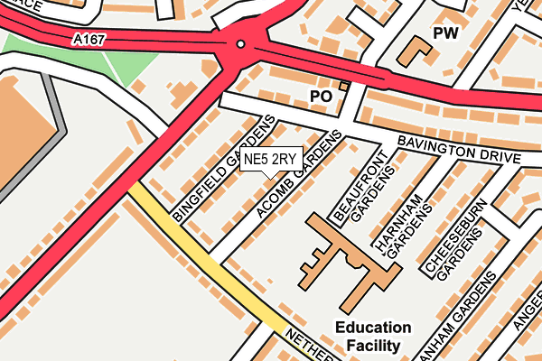 NE5 2RY map - OS OpenMap – Local (Ordnance Survey)