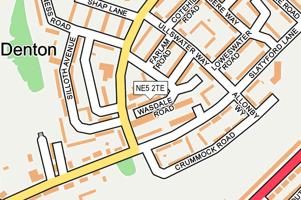 NE5 2TE map - OS OpenMap – Local (Ordnance Survey)
