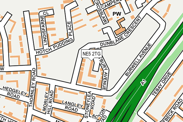NE5 2TG map - OS OpenMap – Local (Ordnance Survey)
