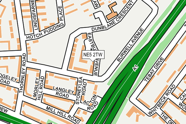 NE5 2TW map - OS OpenMap – Local (Ordnance Survey)