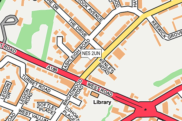 NE5 2UN map - OS OpenMap – Local (Ordnance Survey)