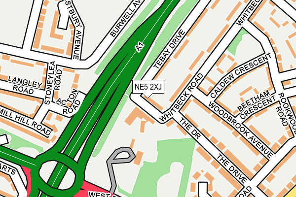 NE5 2XJ map - OS OpenMap – Local (Ordnance Survey)