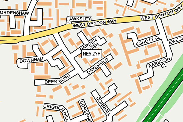 NE5 2YF map - OS OpenMap – Local (Ordnance Survey)