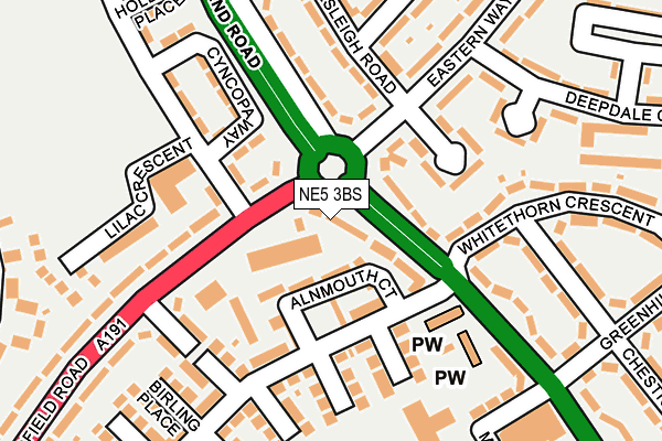 NE5 3BS map - OS OpenMap – Local (Ordnance Survey)