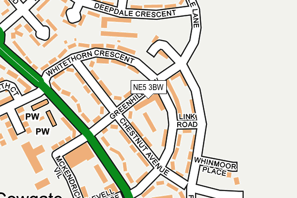NE5 3BW map - OS OpenMap – Local (Ordnance Survey)