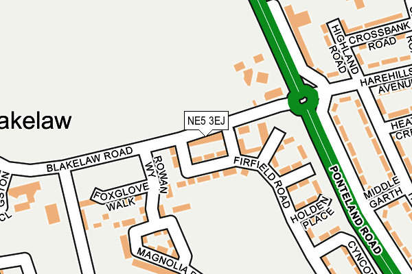 NE5 3EJ map - OS OpenMap – Local (Ordnance Survey)