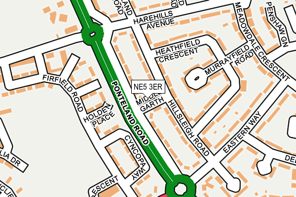 NE5 3ER map - OS OpenMap – Local (Ordnance Survey)