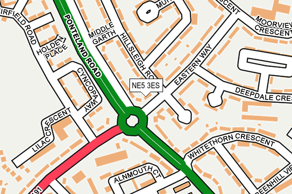 NE5 3ES map - OS OpenMap – Local (Ordnance Survey)