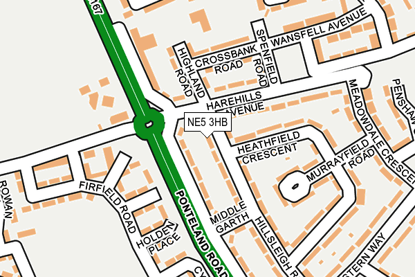 NE5 3HB map - OS OpenMap – Local (Ordnance Survey)
