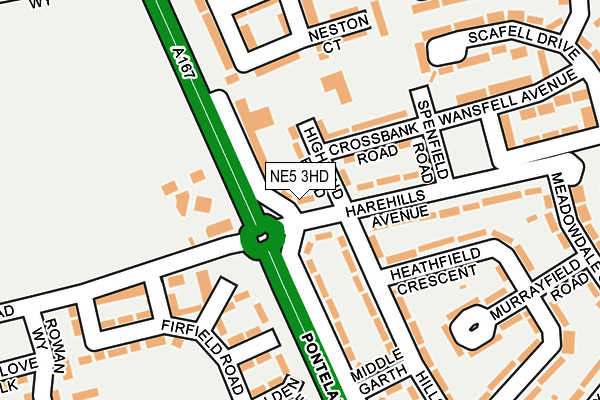 NE5 3HD map - OS OpenMap – Local (Ordnance Survey)