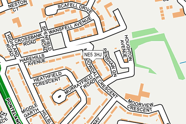 NE5 3HJ map - OS OpenMap – Local (Ordnance Survey)