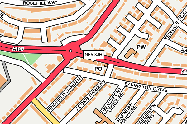 NE5 3JH map - OS OpenMap – Local (Ordnance Survey)