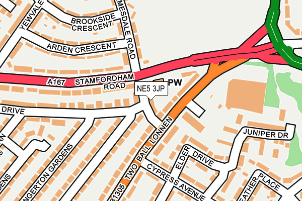 NE5 3JP map - OS OpenMap – Local (Ordnance Survey)