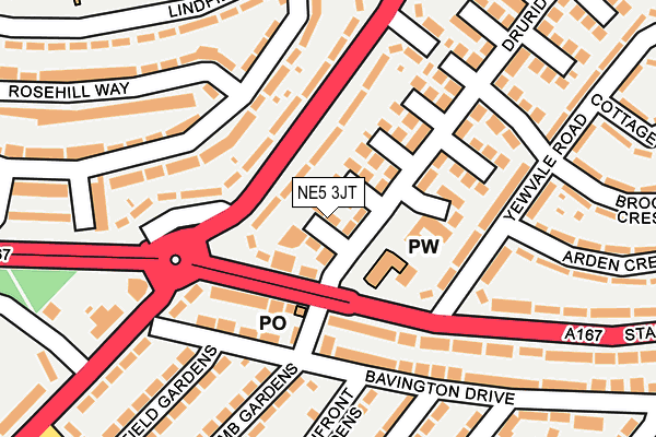 NE5 3JT map - OS OpenMap – Local (Ordnance Survey)