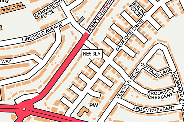 NE5 3LA map - OS OpenMap – Local (Ordnance Survey)
