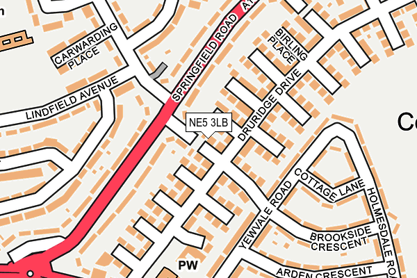 NE5 3LB map - OS OpenMap – Local (Ordnance Survey)