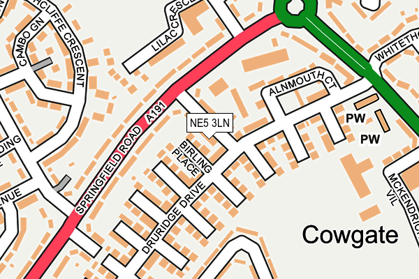 NE5 3LN map - OS OpenMap – Local (Ordnance Survey)