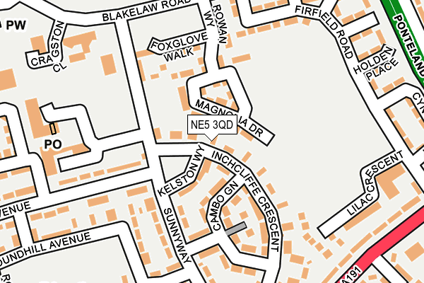 NE5 3QD map - OS OpenMap – Local (Ordnance Survey)