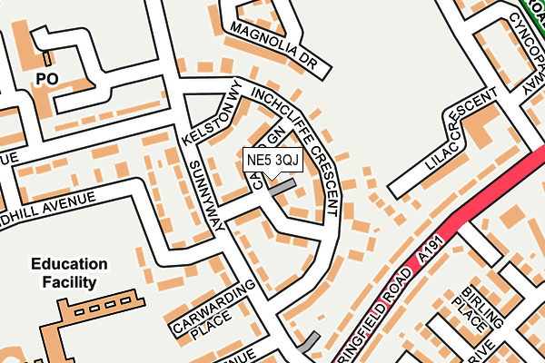 NE5 3QJ map - OS OpenMap – Local (Ordnance Survey)