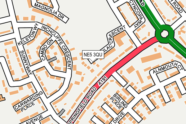 NE5 3QU map - OS OpenMap – Local (Ordnance Survey)