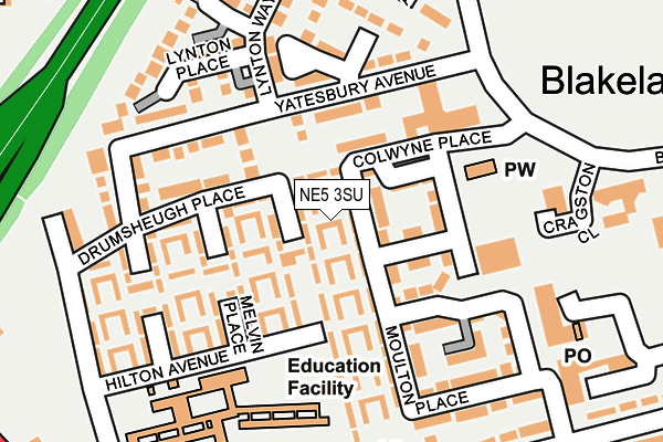 NE5 3SU map - OS OpenMap – Local (Ordnance Survey)